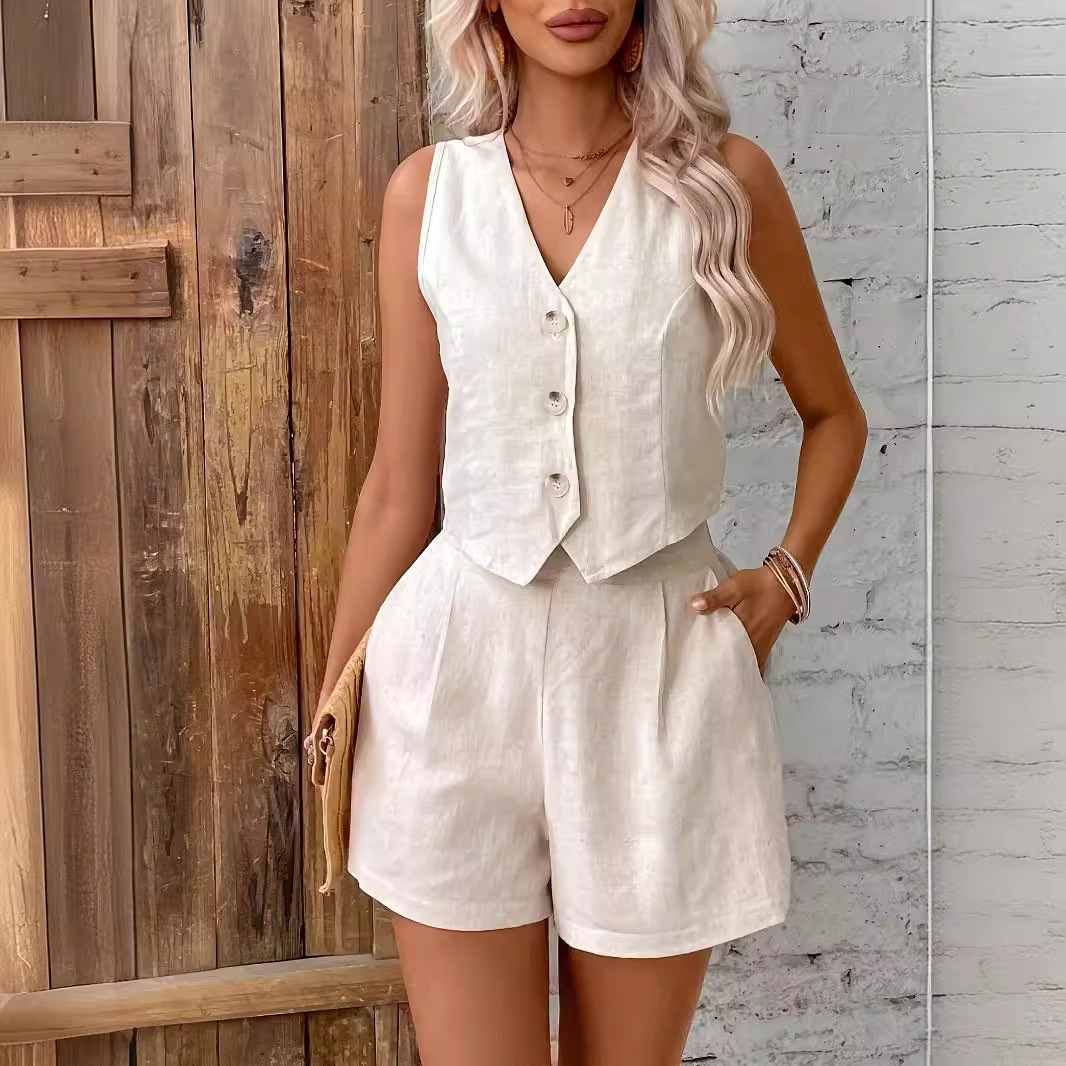 Ida™ | Elegant Fransk Stil Casual Västen &amp; Shorts Set