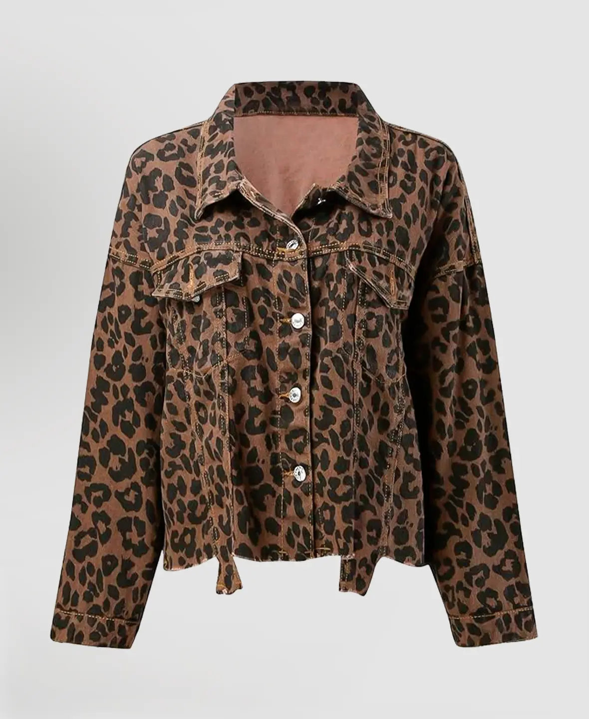 Leopard Print Denim Jacket™ | Bär Självförtroende med en Feminin Touch