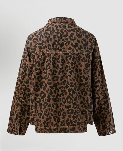 Leopard Print Denim Jacket™ | Bär Självförtroende med en Feminin Touch